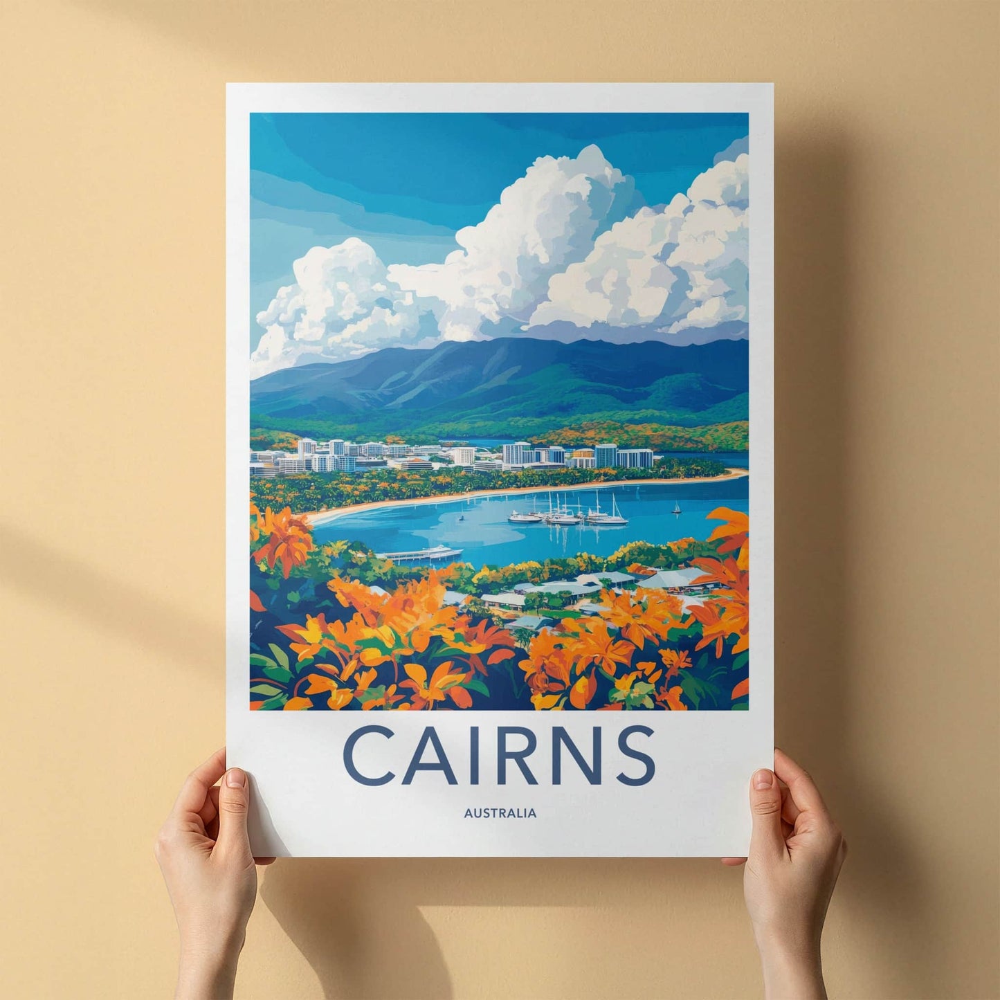 Cairns Poster - Australia Travel Art - Tropical Bay Vista Home Decor