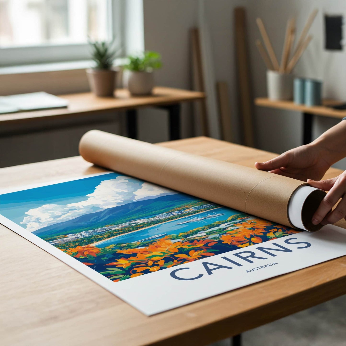 Cairns Poster - Australia Travel Art - Tropical Bay Vista Home Decor