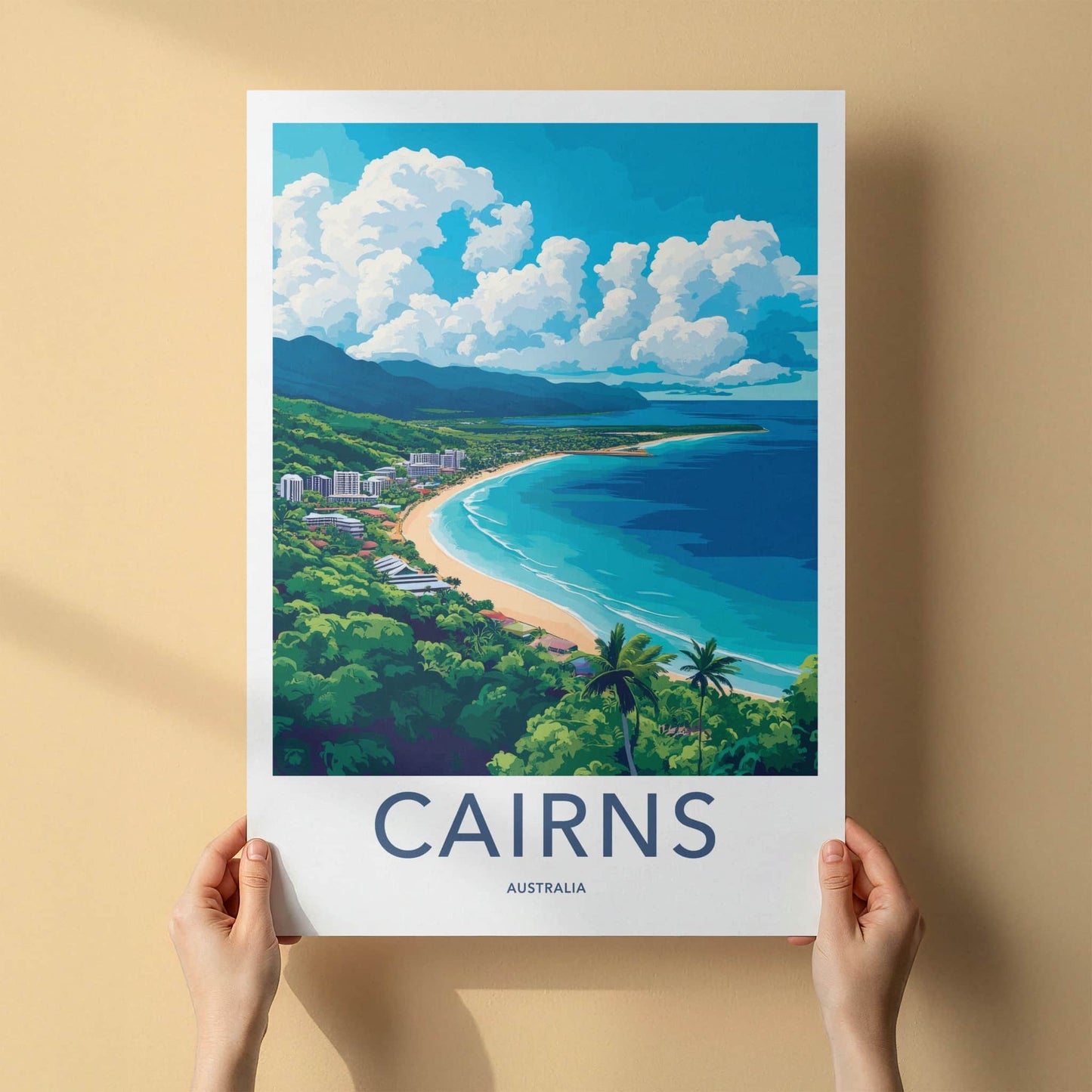 Cairns Poster - Australia Travel Art - Tropical Beach Resort Home Decor