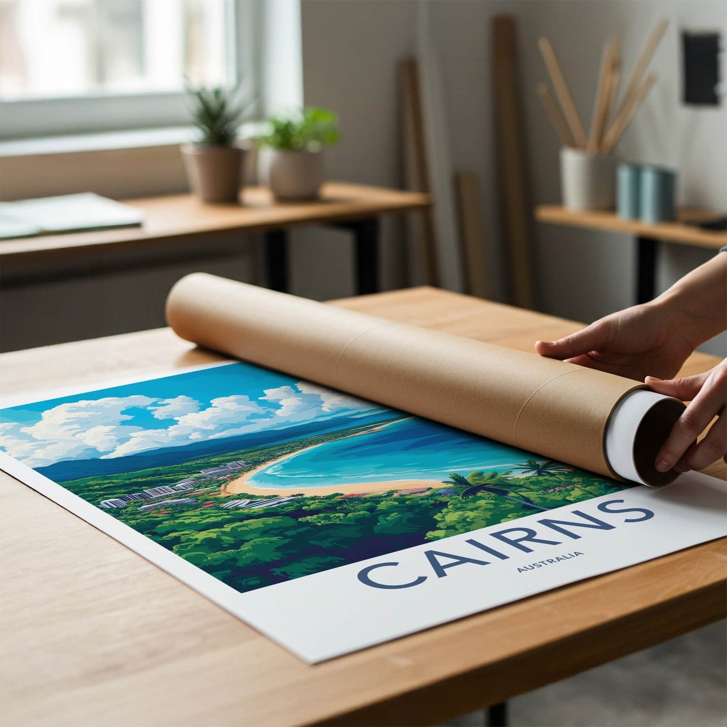 Cairns Poster - Australia Travel Art - Tropical Beach Resort Home Decor