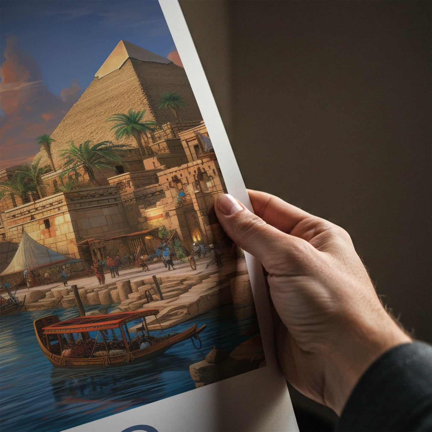 Cairo Poster - Egypt Framed Print - Pyramids River Sunset Framed Decor