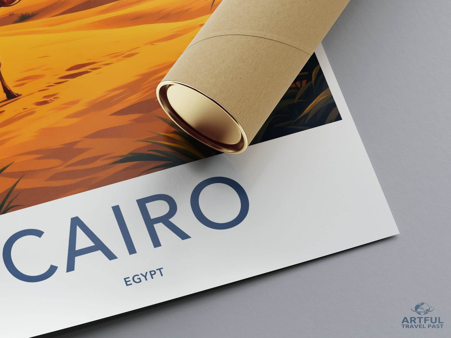 Cairo Poster - Egypt Travel Art - Camel Pyramid Desert Home Decor