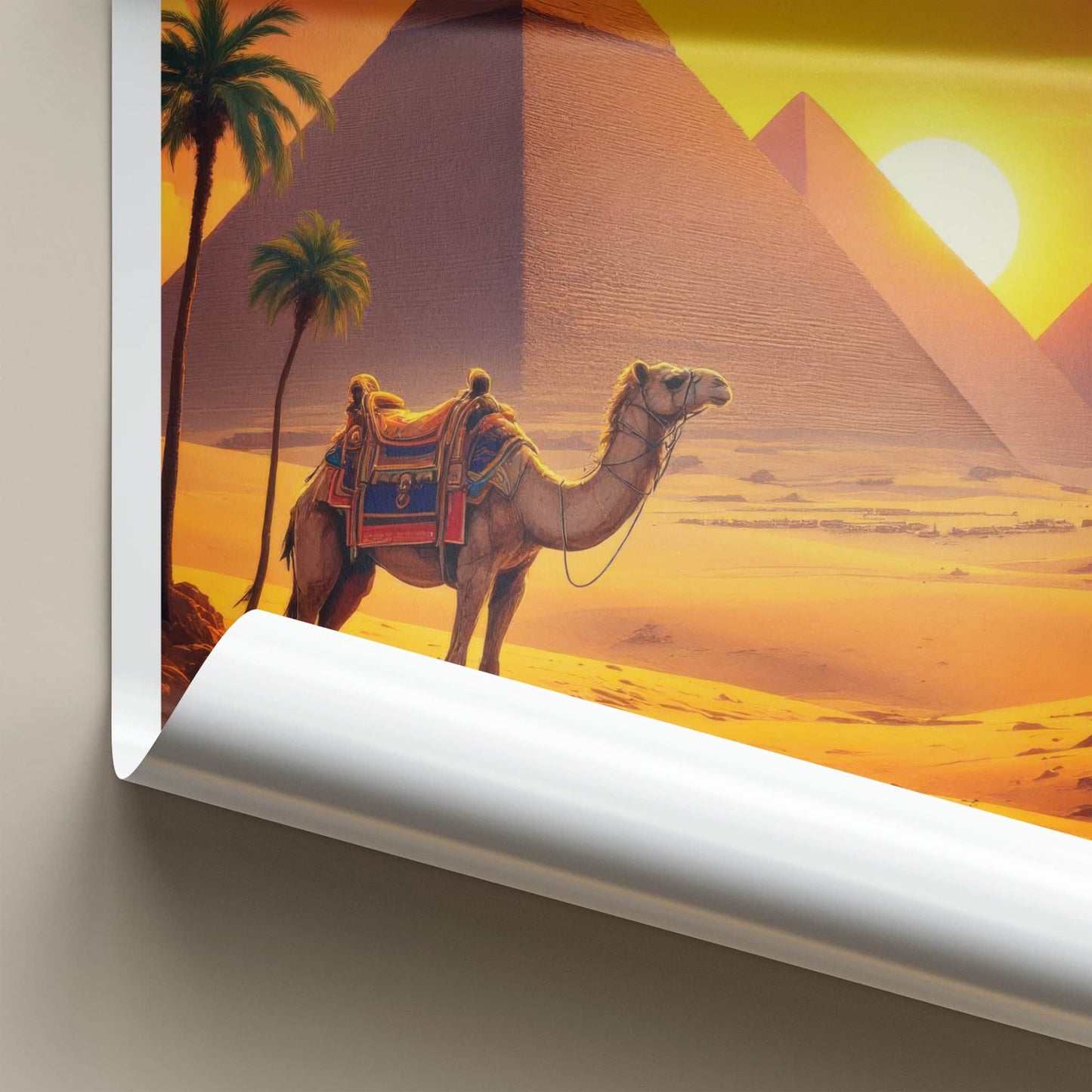 Cairo Poster - Egypt Travel Art - Desert Pyramids Sunset Home Decor