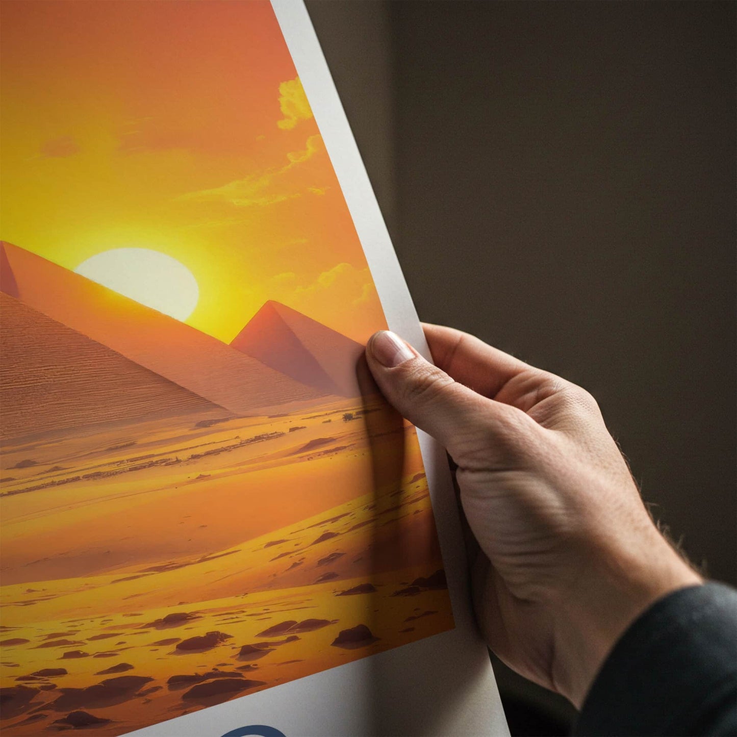 Cairo Poster - Egypt Travel Art - Desert Pyramids Sunset Home Decor