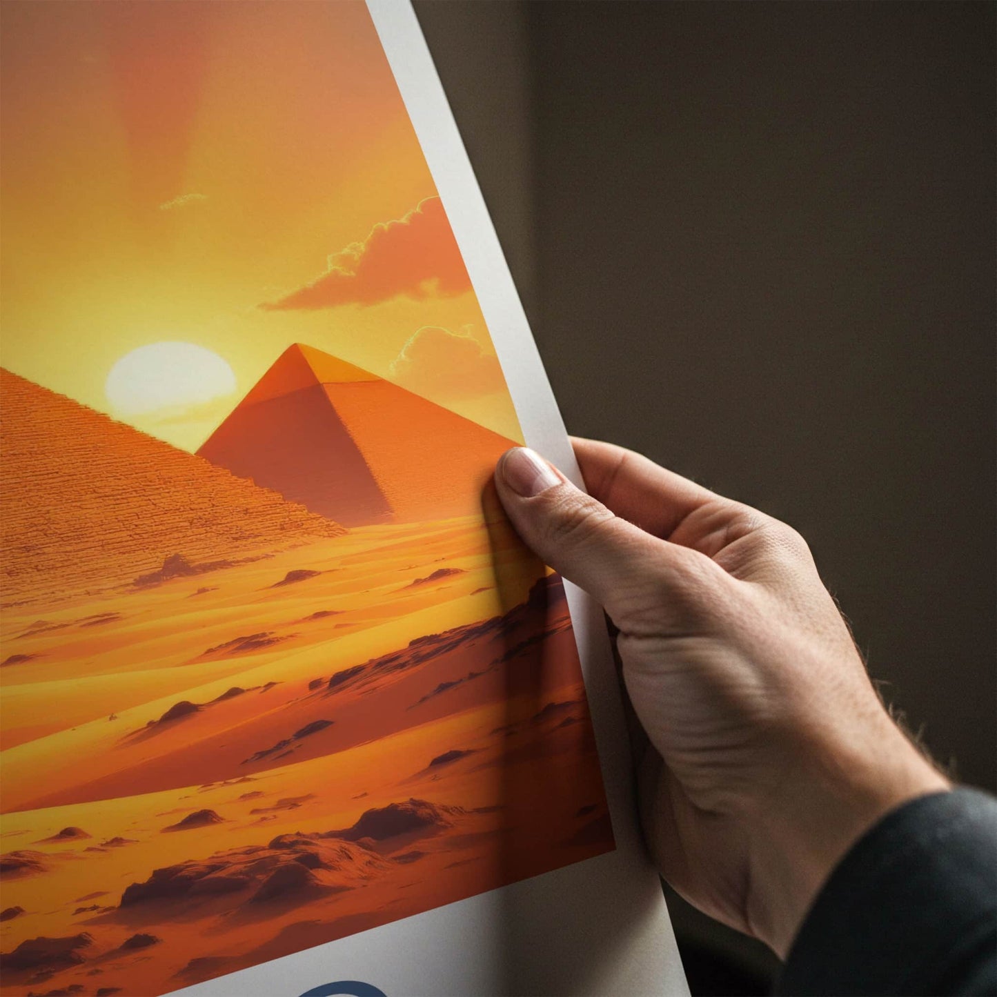Cairo Poster - Egypt Travel Art - Desert Sunset Pyramids Home Decor