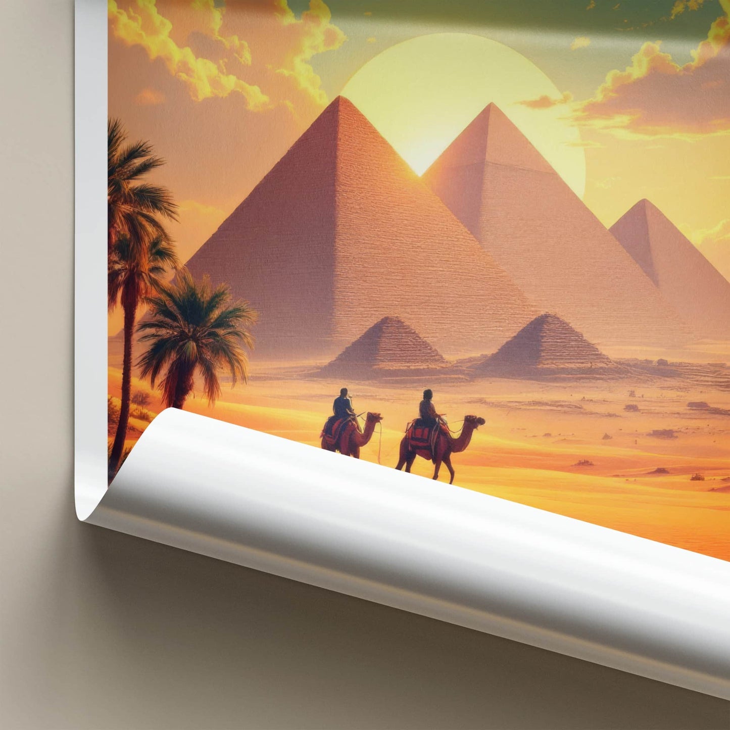 Cairo Poster - Egypt Travel Art - Desert Sunset Pyramids Home Decor