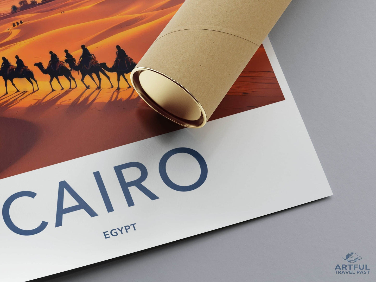 Cairo Poster - Egypt Travel Art - Golden Pyramids Sunset Home Decor