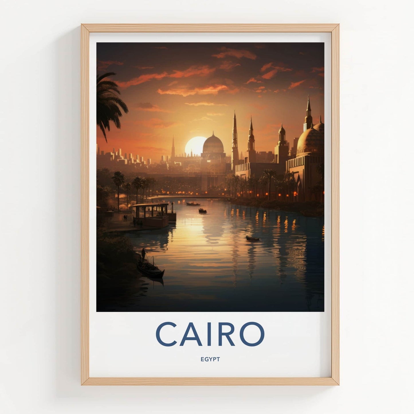 Cairo Poster - Egypt Travel Art - Nile River Sunset Home Decor