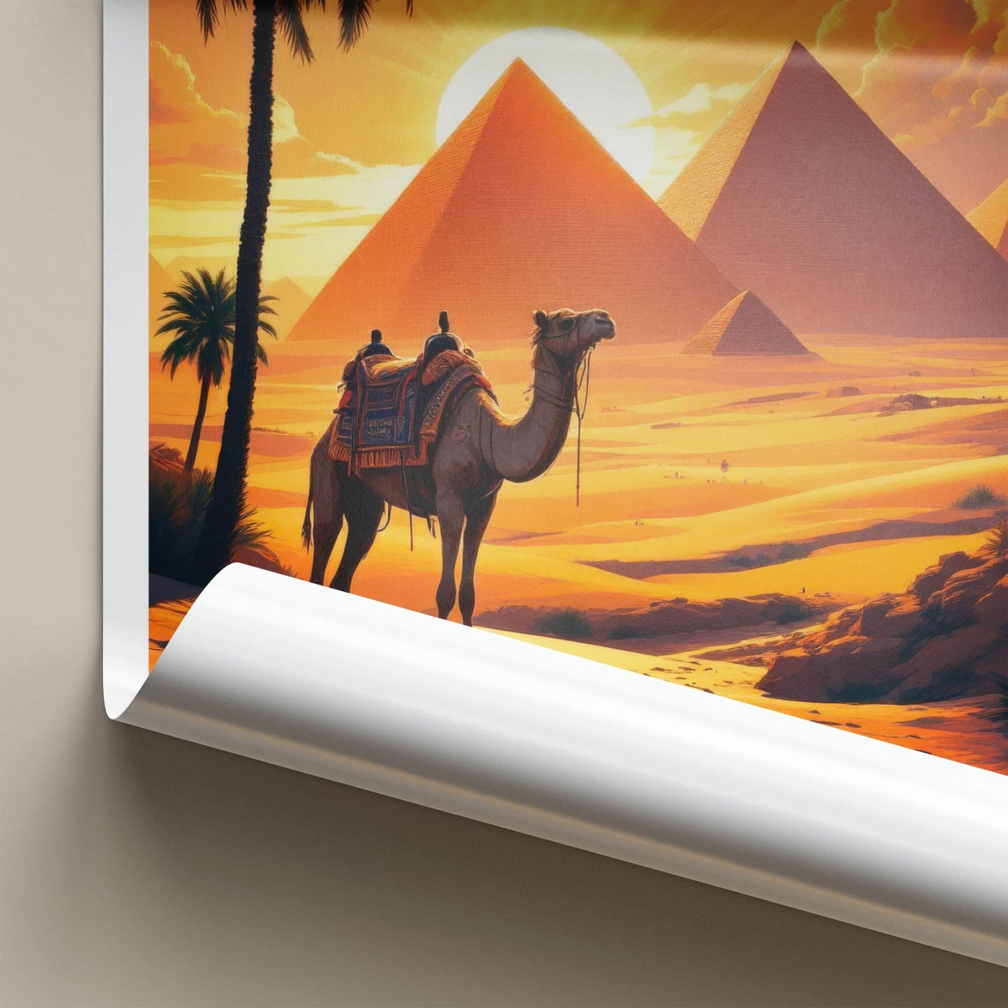Cairo Poster - Egypt Travel Art - Orange Desert Pyramids Home Decor
