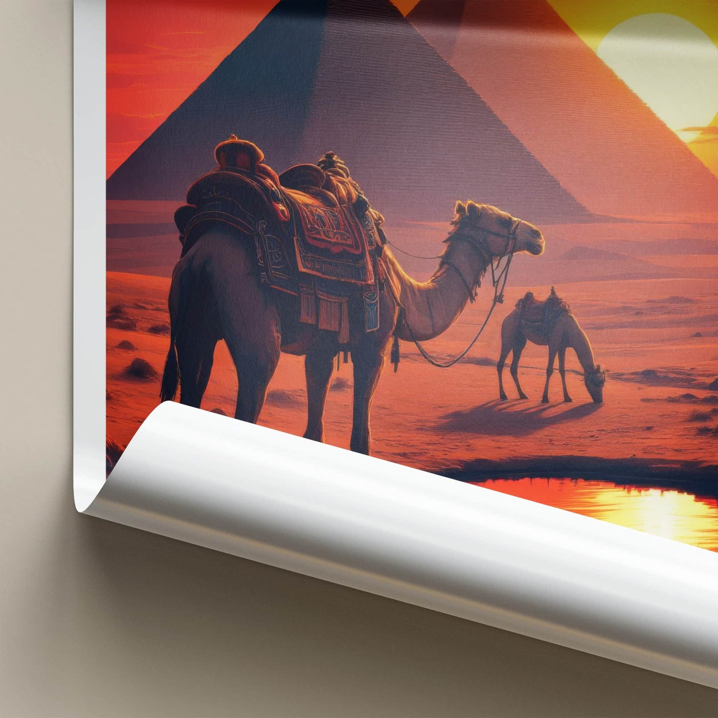 Cairo Poster - Egypt Travel Art - Pyramids Camel Oasis Home Decor