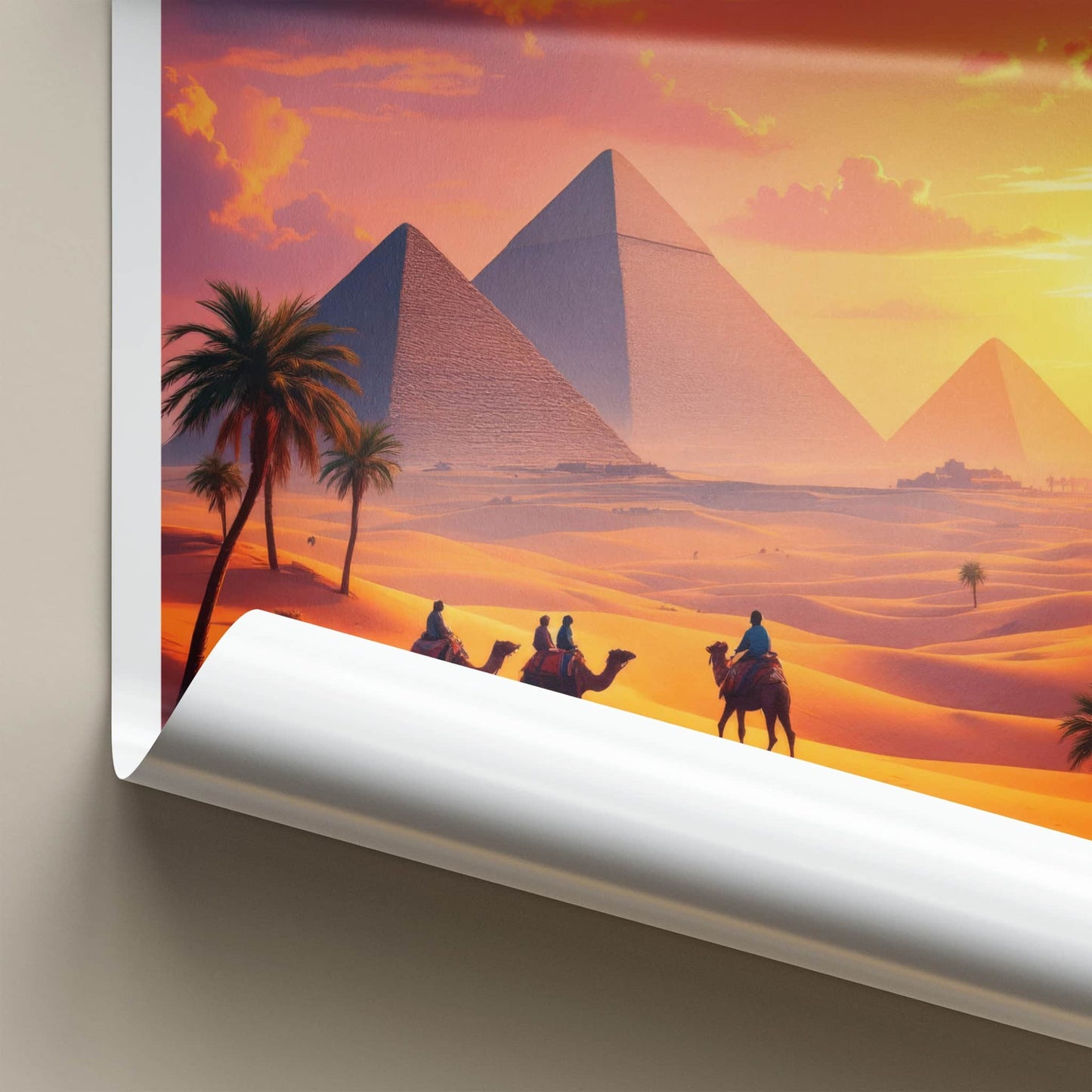 Cairo Poster - Egypt Travel Art - Pyramids Desert Sunset Home Decor