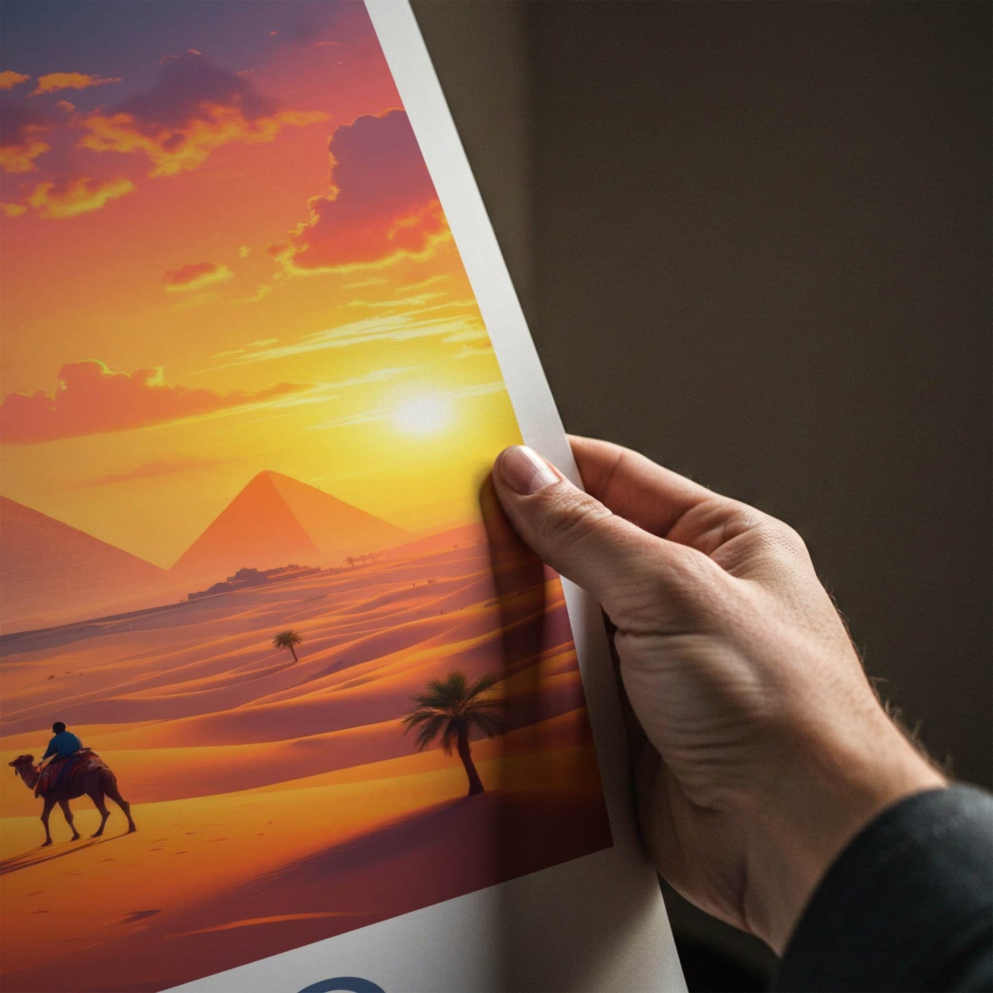 Cairo Poster - Egypt Travel Art - Pyramids Desert Sunset Home Decor