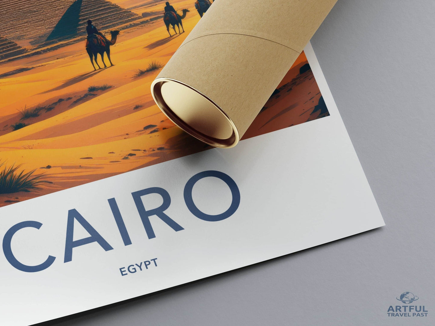 Cairo Poster - Egypt Travel Art - Sunset Desert Pyramids Home Decor