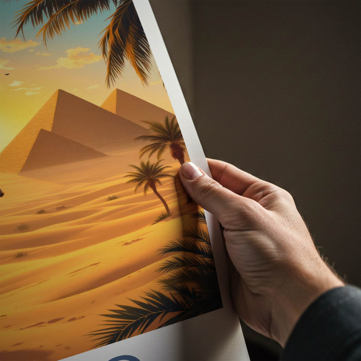 Cairo Poster - Egypt Travel Print - Desert Pyramids Camel Home Decor