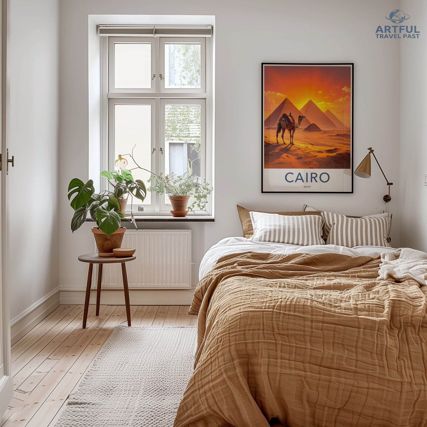 Cairo Poster - Egypt Wall Art - Orange Sky Pyramids Wall Decor