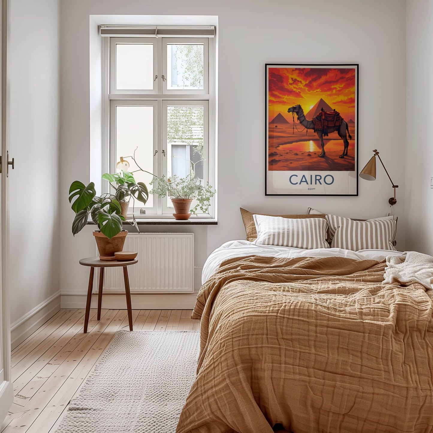 Cairo Poster - Egypt Wall Art - Pyramids Camel Sunset Home Decor
