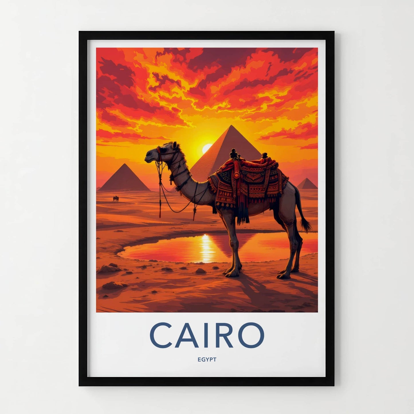 Cairo Poster - Egypt Wall Art - Pyramids Camel Sunset Home Decor