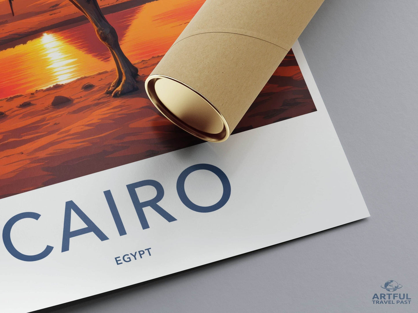 Cairo Poster - Egypt Wall Art - Pyramids Camel Sunset Home Decor