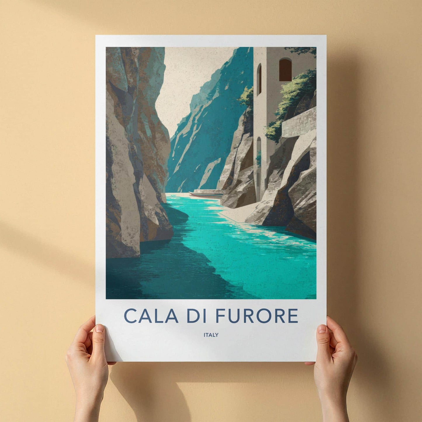 Cala di Furore Poster - Italy Travel Art - Italian Fjord Coast Home Decor