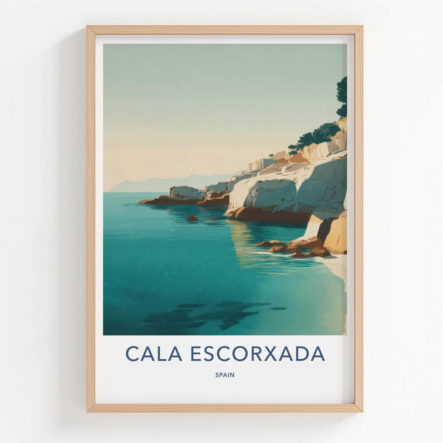 Cala Escorxada Poster - Spain Travel Print - Serene Coastal Cliffs Home Decor
