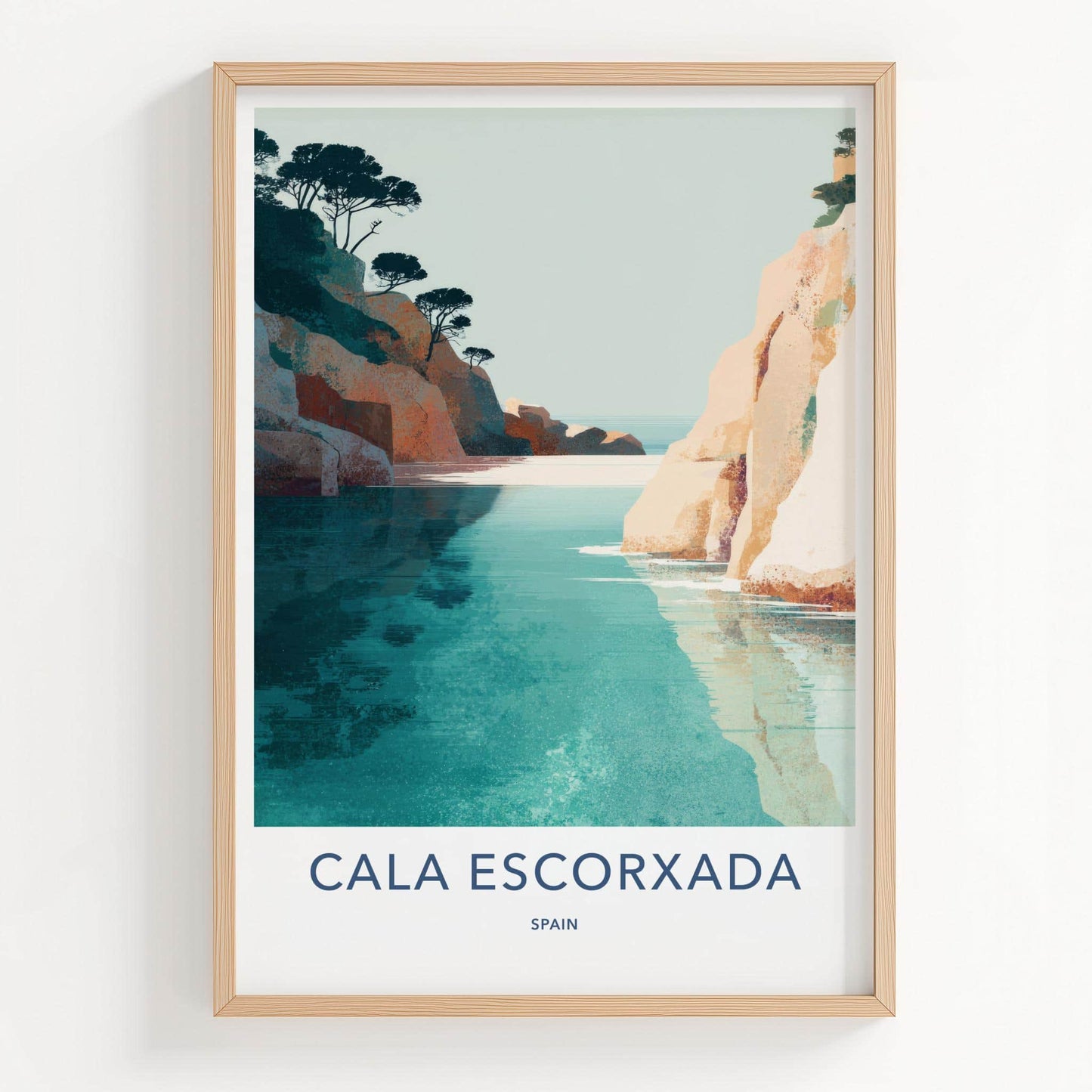Cala Escorxada Poster - Spain Wall Art - Tranquil Sea Cliffs Home Art