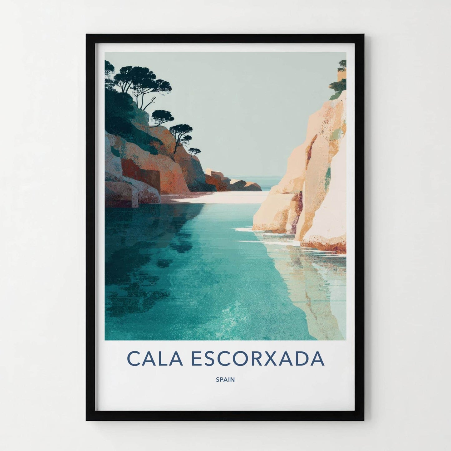 Cala Escorxada Poster - Spain Wall Art - Tranquil Sea Cliffs Home Art