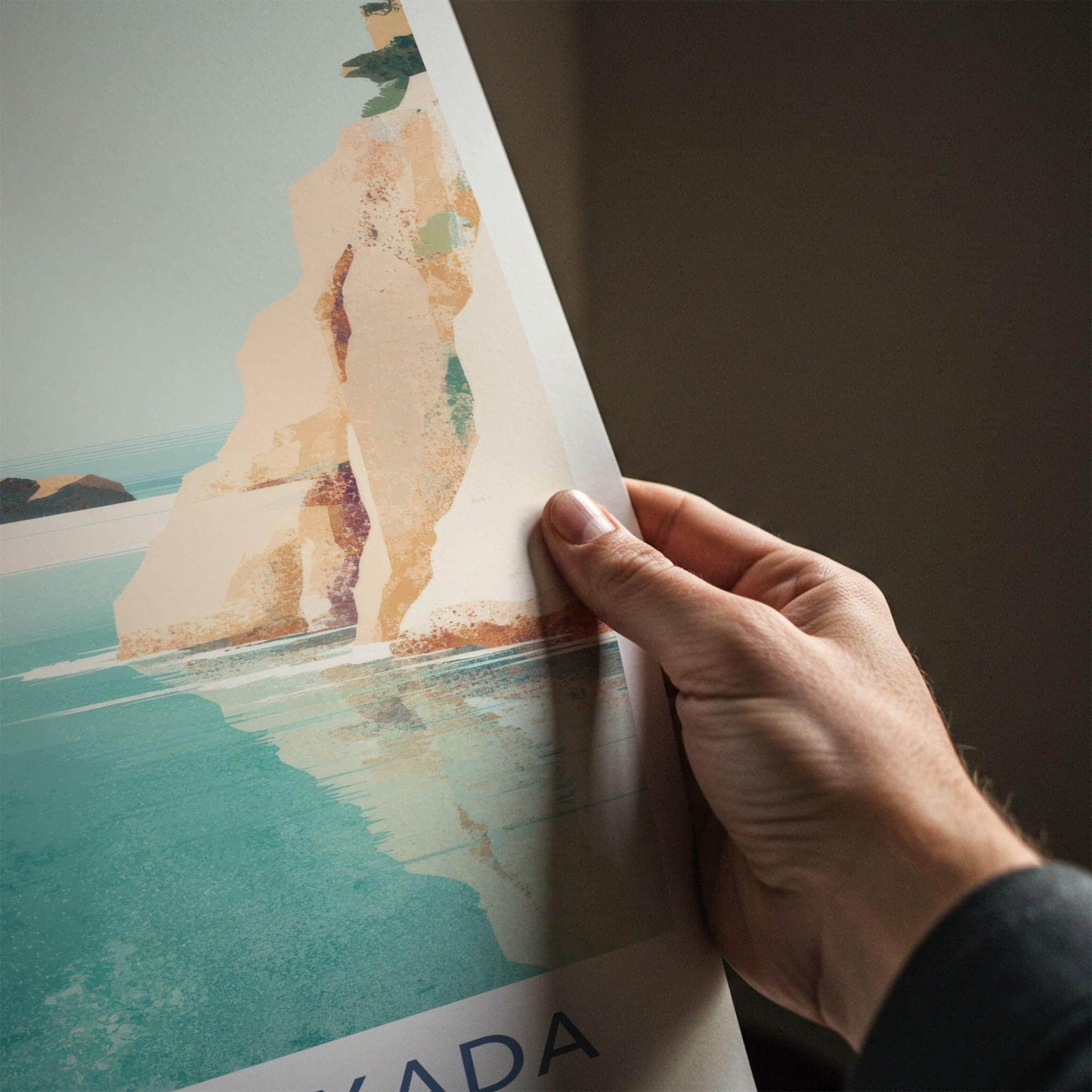 Cala Escorxada Poster - Spain Wall Art - Tranquil Sea Cliffs Home Art