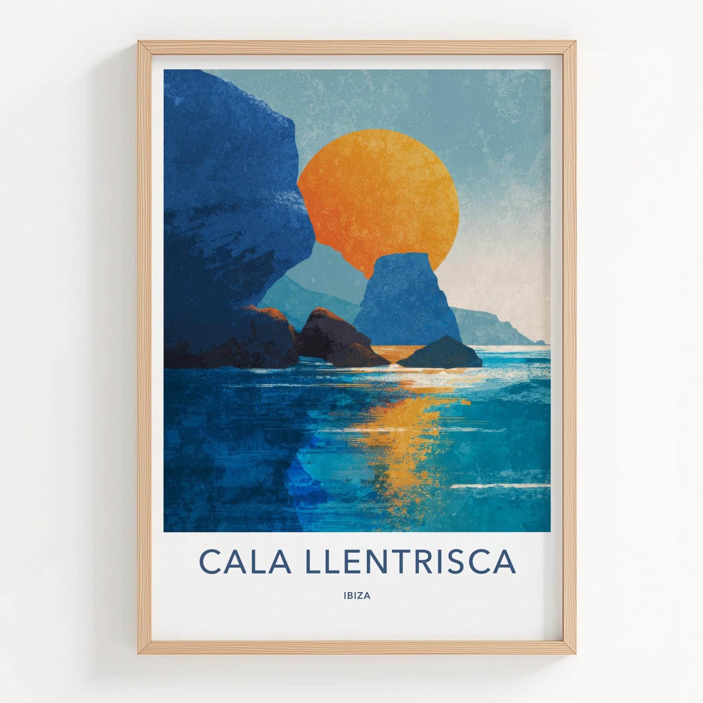 Cala Llentrisca Poster - Spain Scenic Art - Vibrant Coastal Rocks Wall Decor
