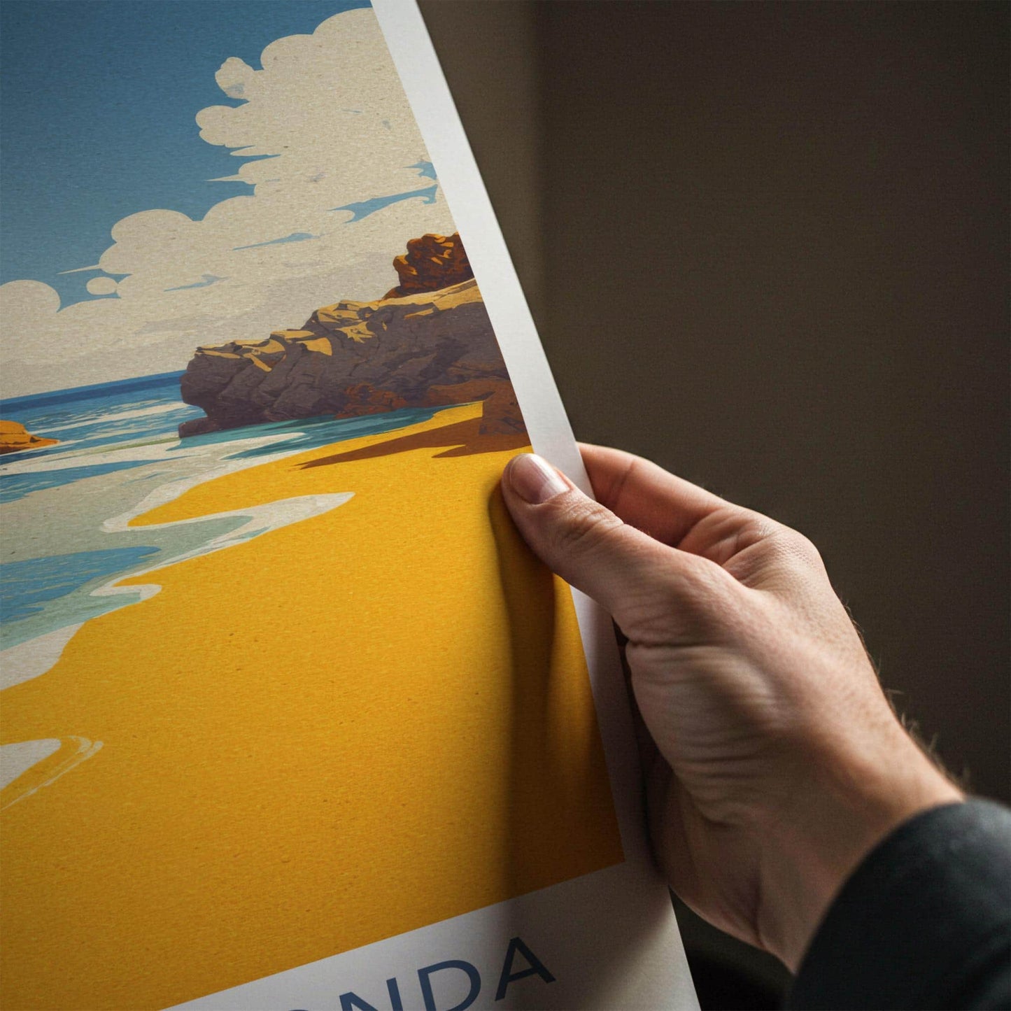 Cala Pregonda Poster - Spain Travel Art - Azure Coastal Rocks Room Decor