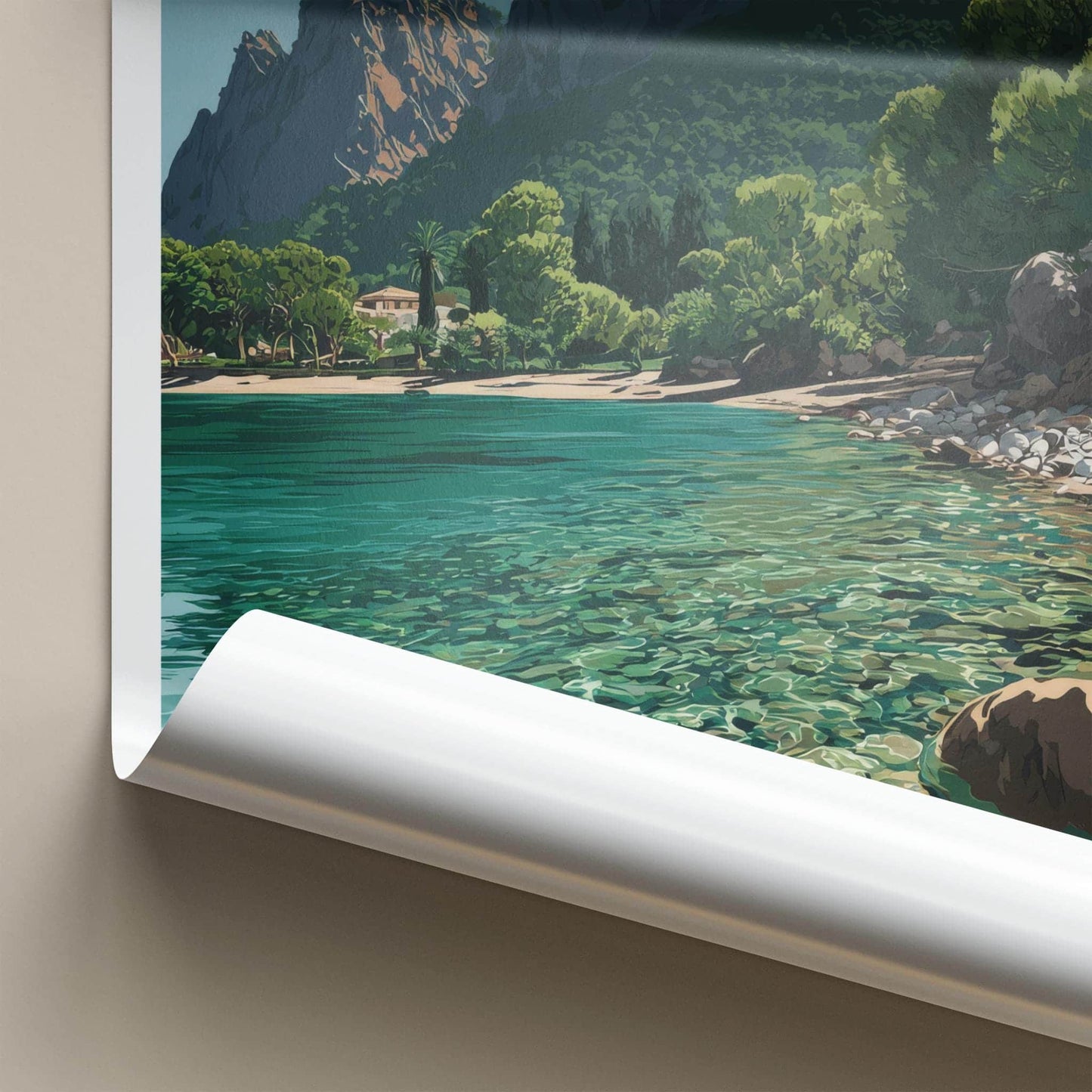 Cala Tuent Poster - Spain Travel Art - Clear Aqua Waters Home Decor