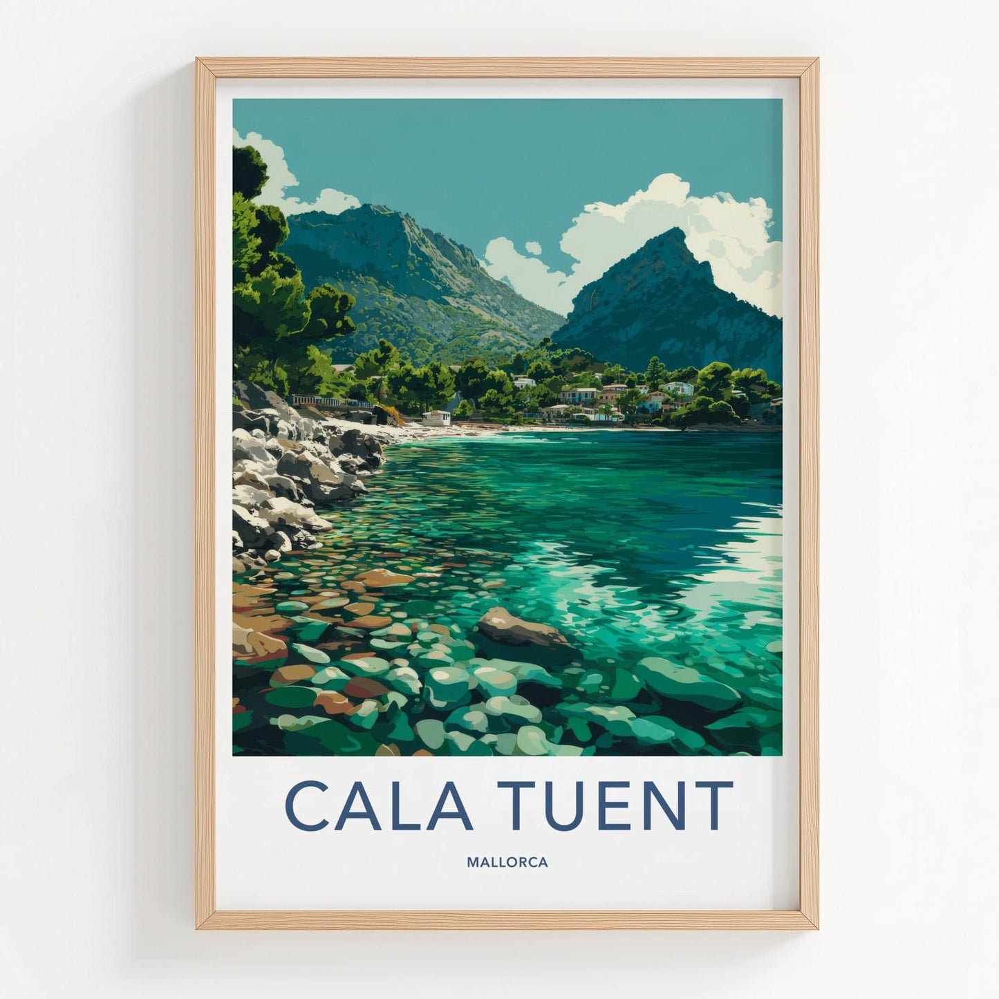 Cala Tuent Poster - Spain Travel Art - Turquoise Water Cove Home Decor