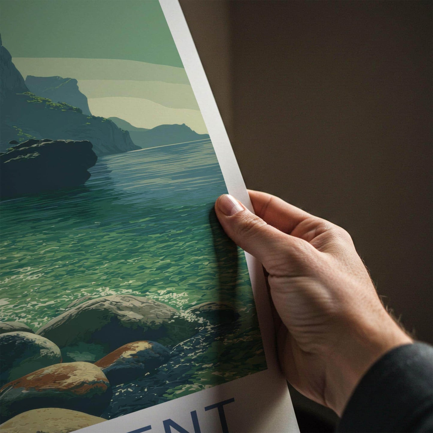 Cala Tuent Poster - Spain Travel Print - Secluded Rocky Beach Home Decor