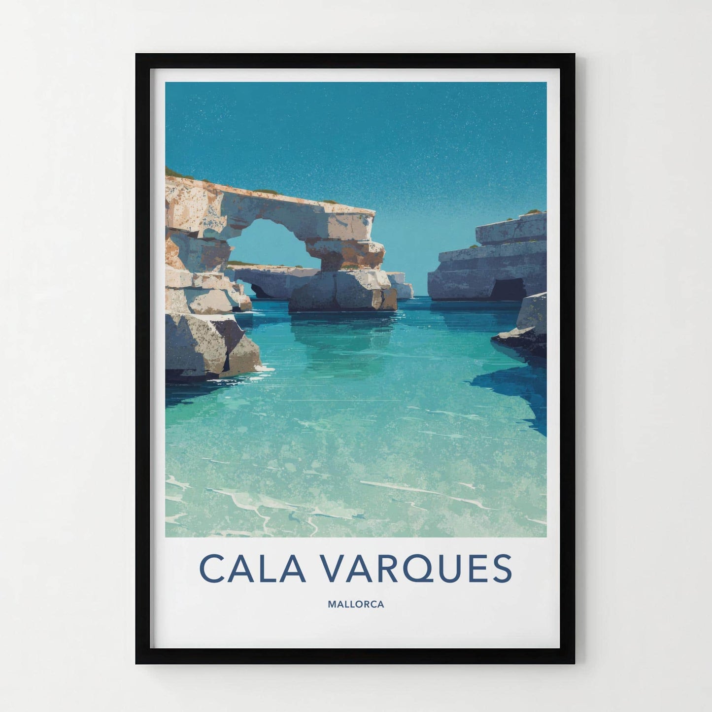 Cala Varques Poster - Spain Travel Art - Turquoise Archway Cove Home Decor