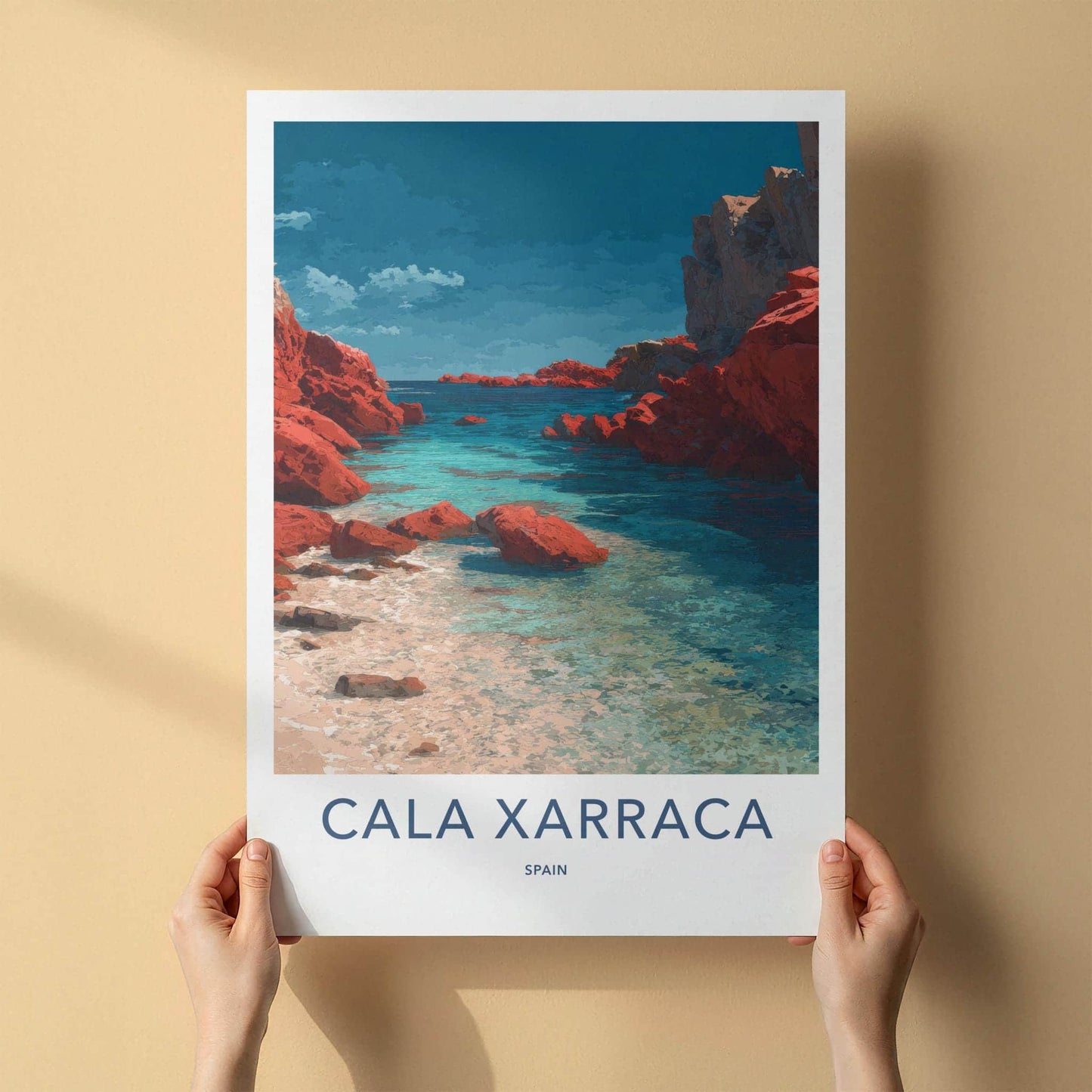 Cala Xarraca Poster - Spain Travel Art - Turquoise water cove Home Decor