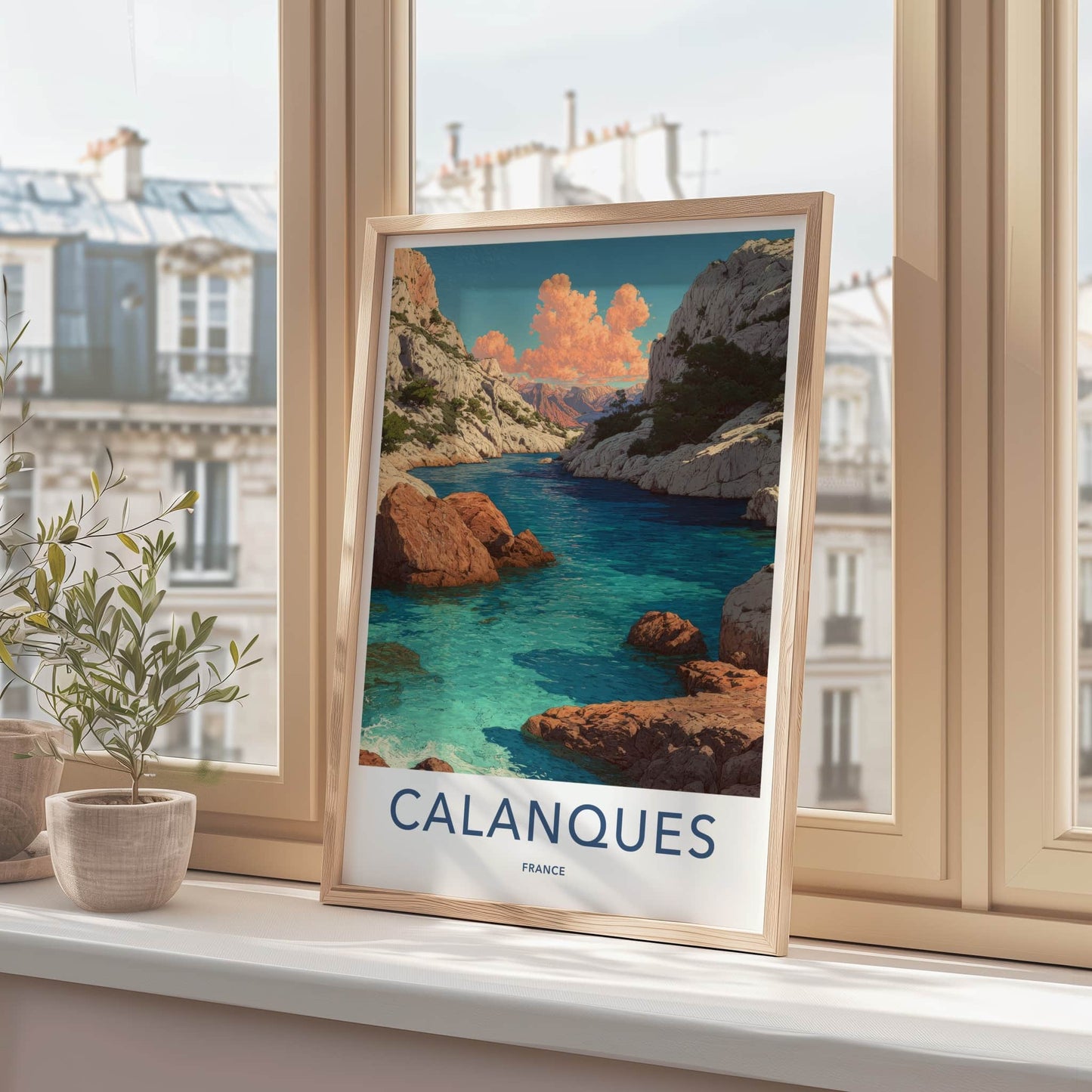 Calanques Poster - France Art Print - Azure Water Cliffs Home Decor