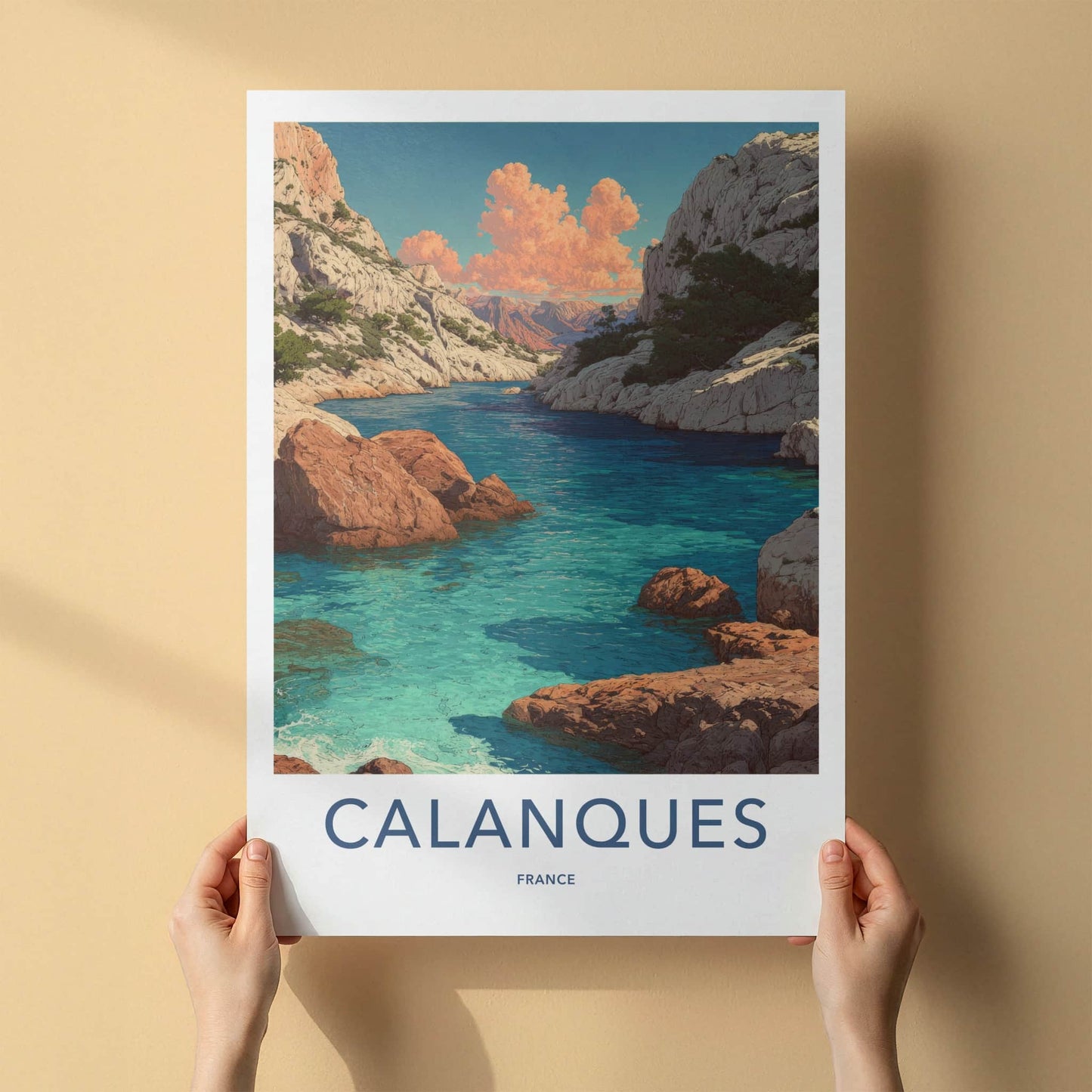 Calanques Poster - France Art Print - Azure Water Cliffs Home Decor