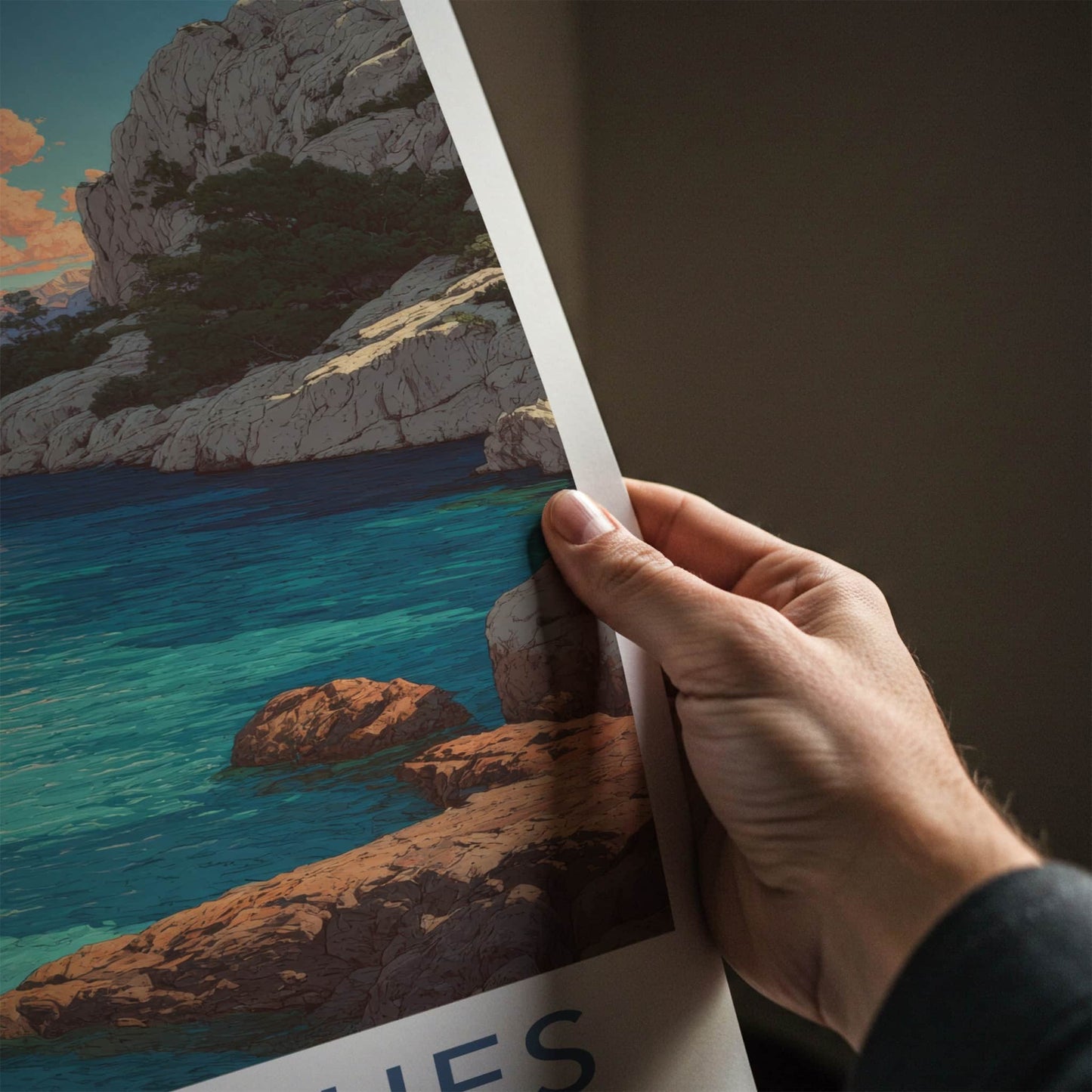 Calanques Poster - France Art Print - Azure Water Cliffs Home Decor