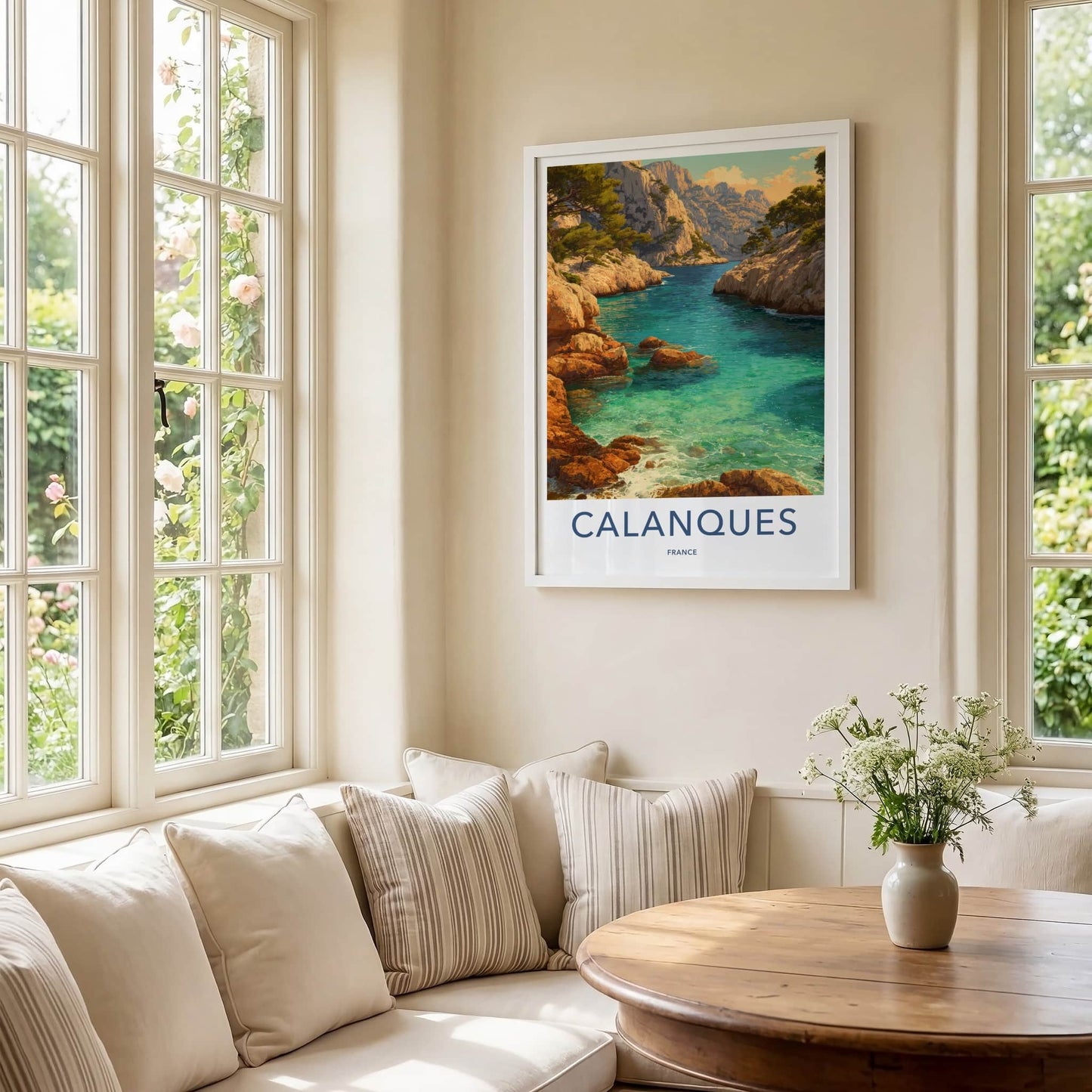 Calanques Poster - France Travel Art - Rocky Shoreline Inlet Home Decor