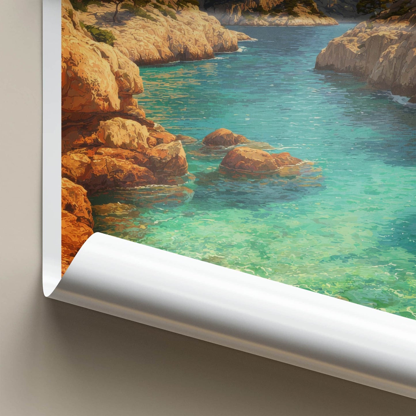 Calanques Poster - France Travel Art - Rocky Shoreline Inlet Home Decor
