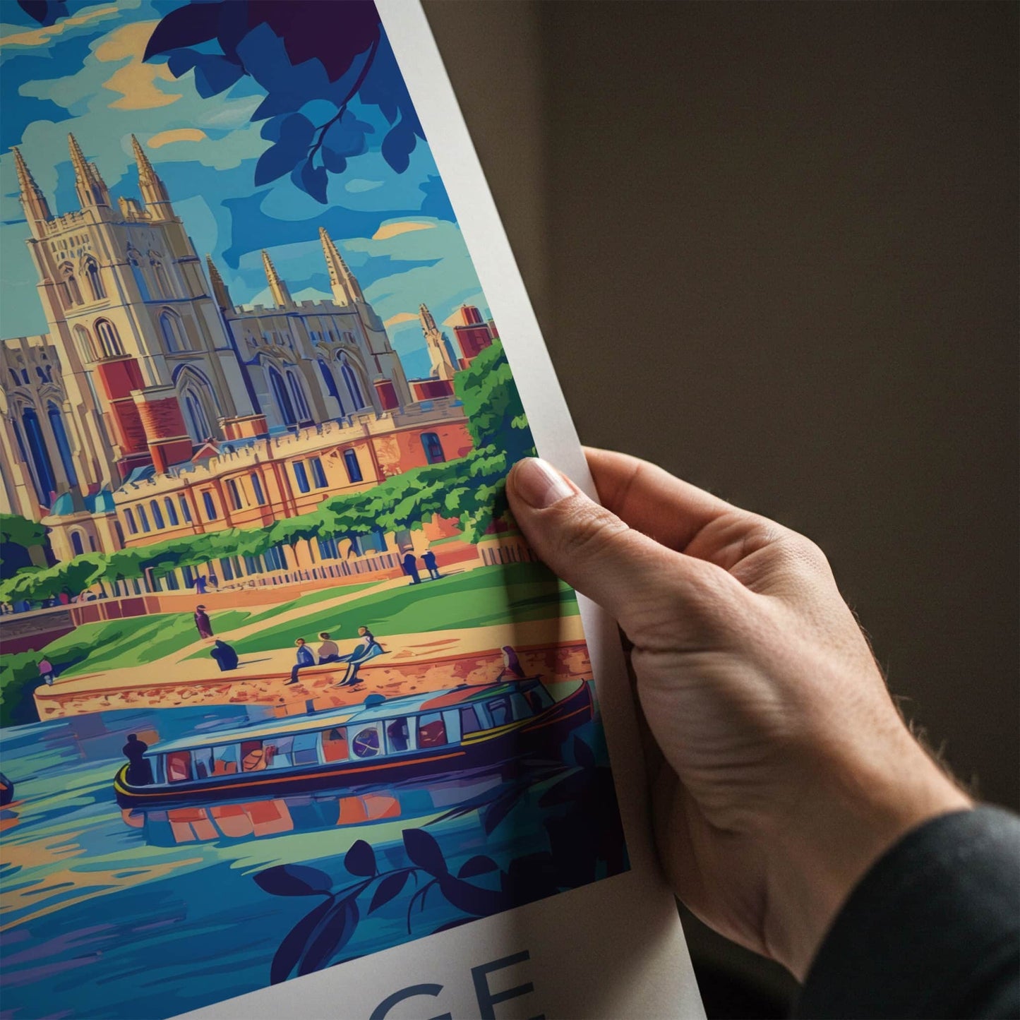 Cambridge Poster - England Travel Art - River Boats College Home Decor