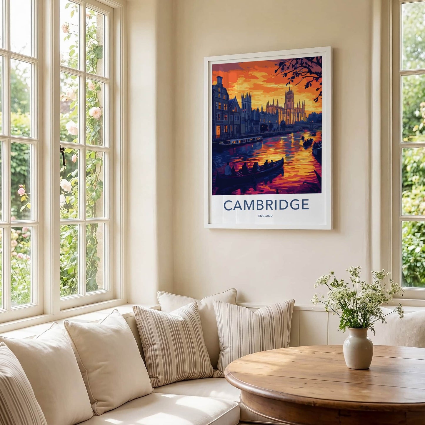 Cambridge Poster - England Wall Art - River Sunset Punting Home Decor