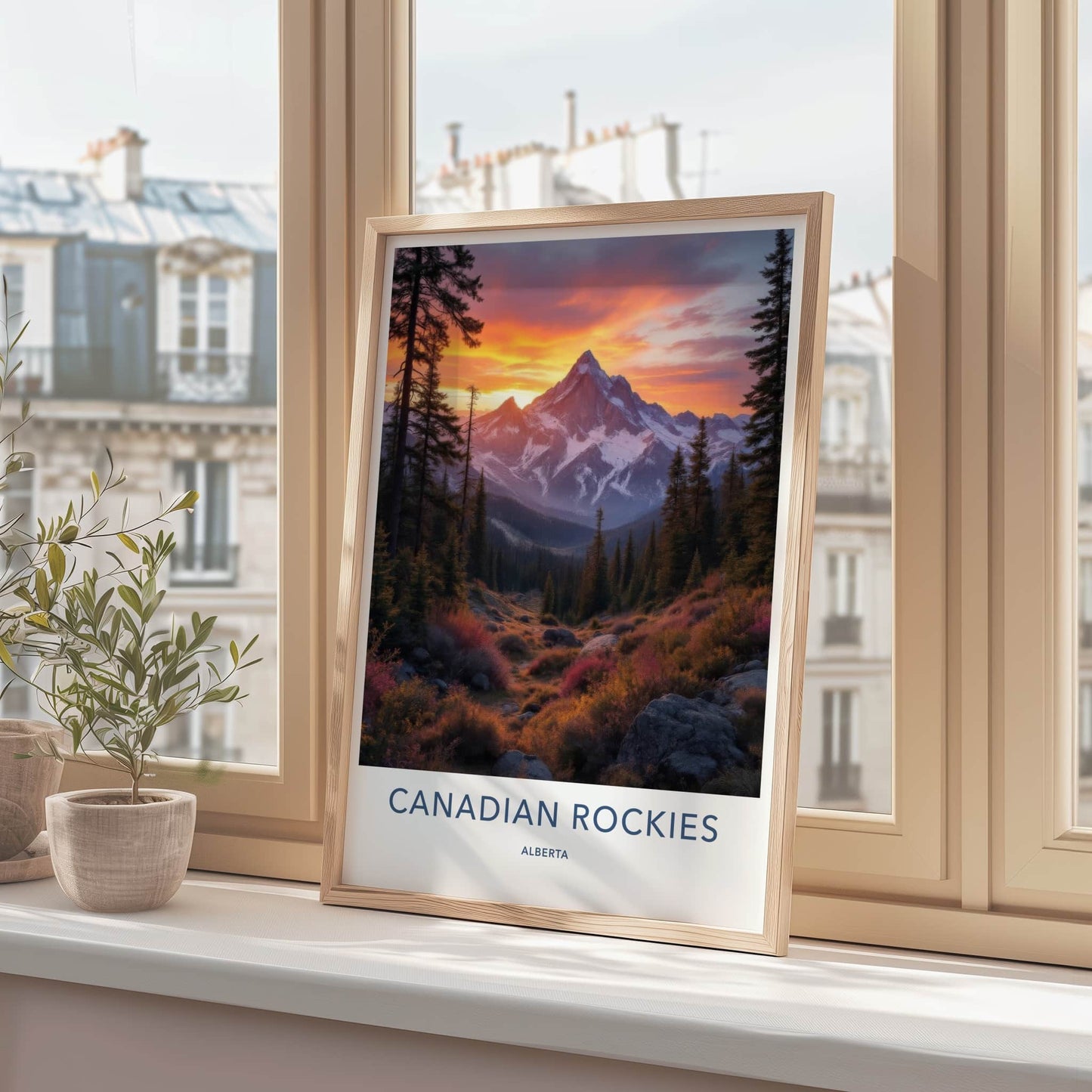 Canadian Rockies Poster - Alberta Art Print - Vibrant Mountain Sunset Home Decor