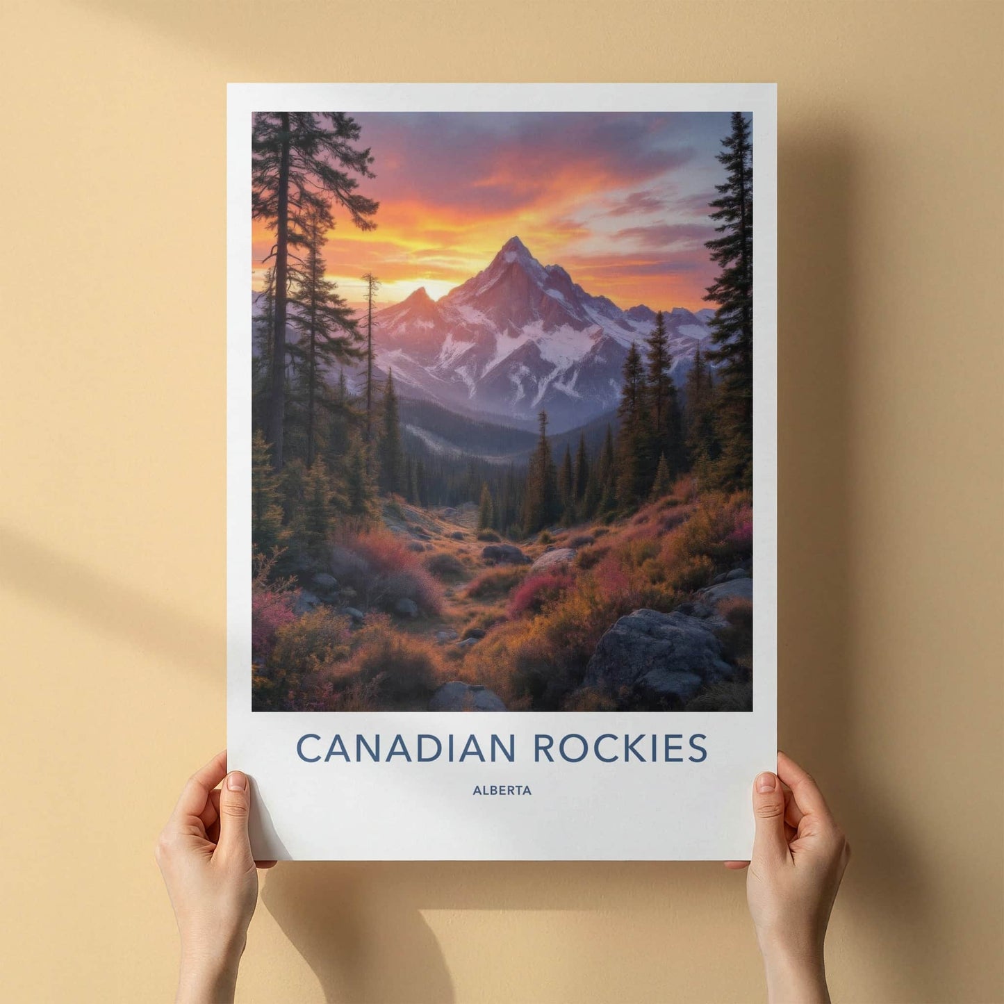 Canadian Rockies Poster - Alberta Art Print - Vibrant Mountain Sunset Home Decor