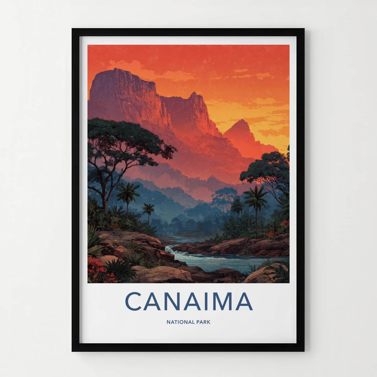 Canaima National Park Poster - Venezuela Travel Art - Fiery Mountain River Wall Decor