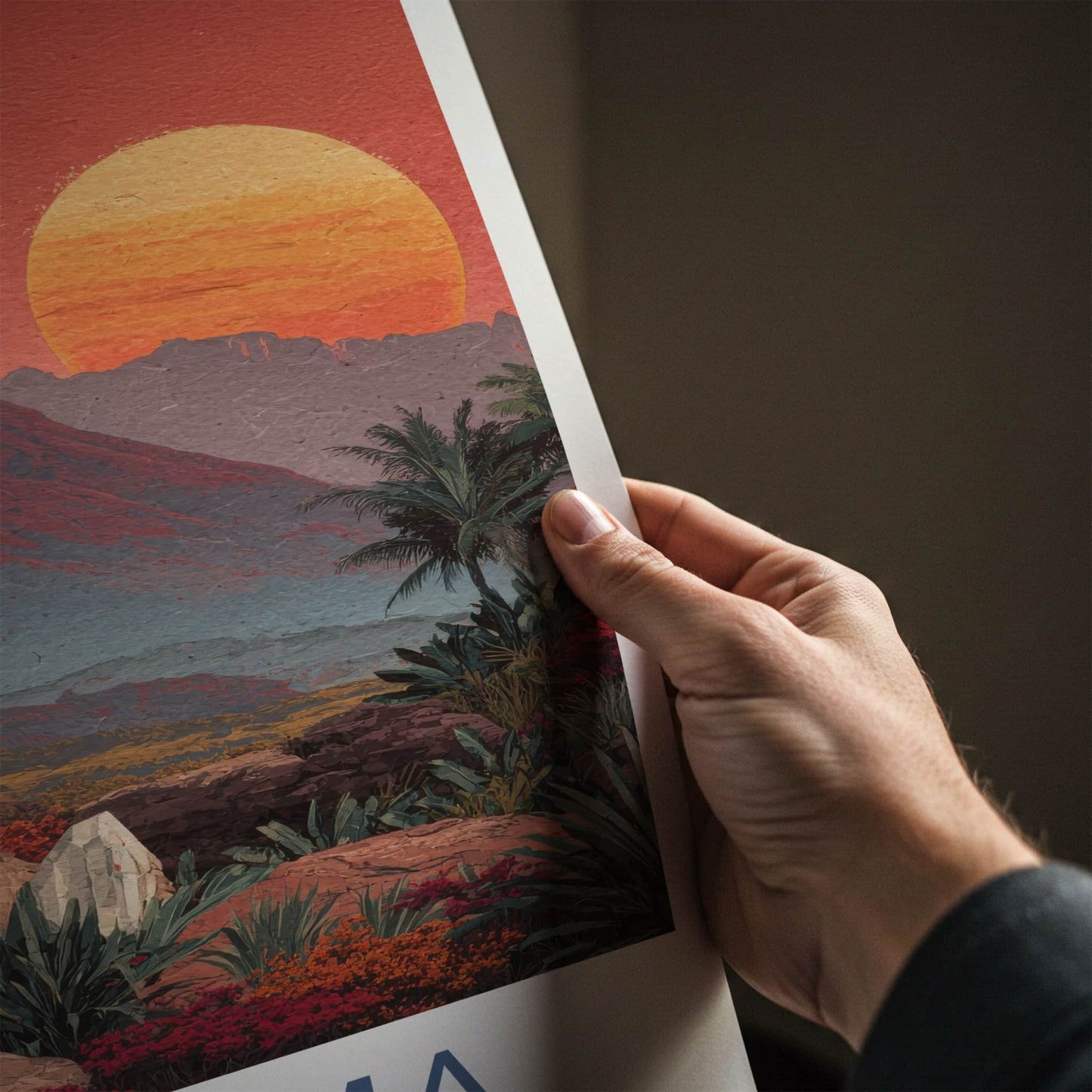 Canaima Poster - Venezuela Travel Art - Sunset Mountain Plants Home Decor
