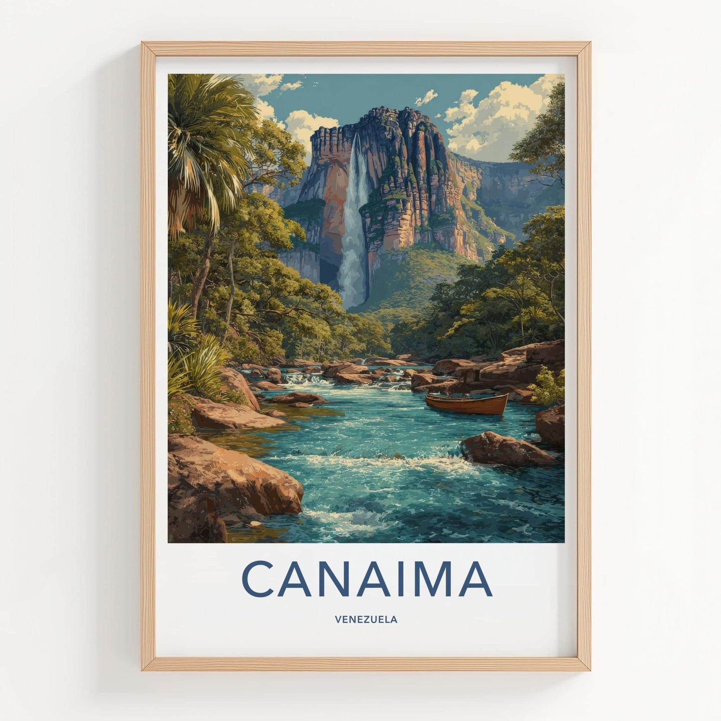 Canaima Poster - Venezuela Travel Art - Towering Waterfall Cliffs Home Decor