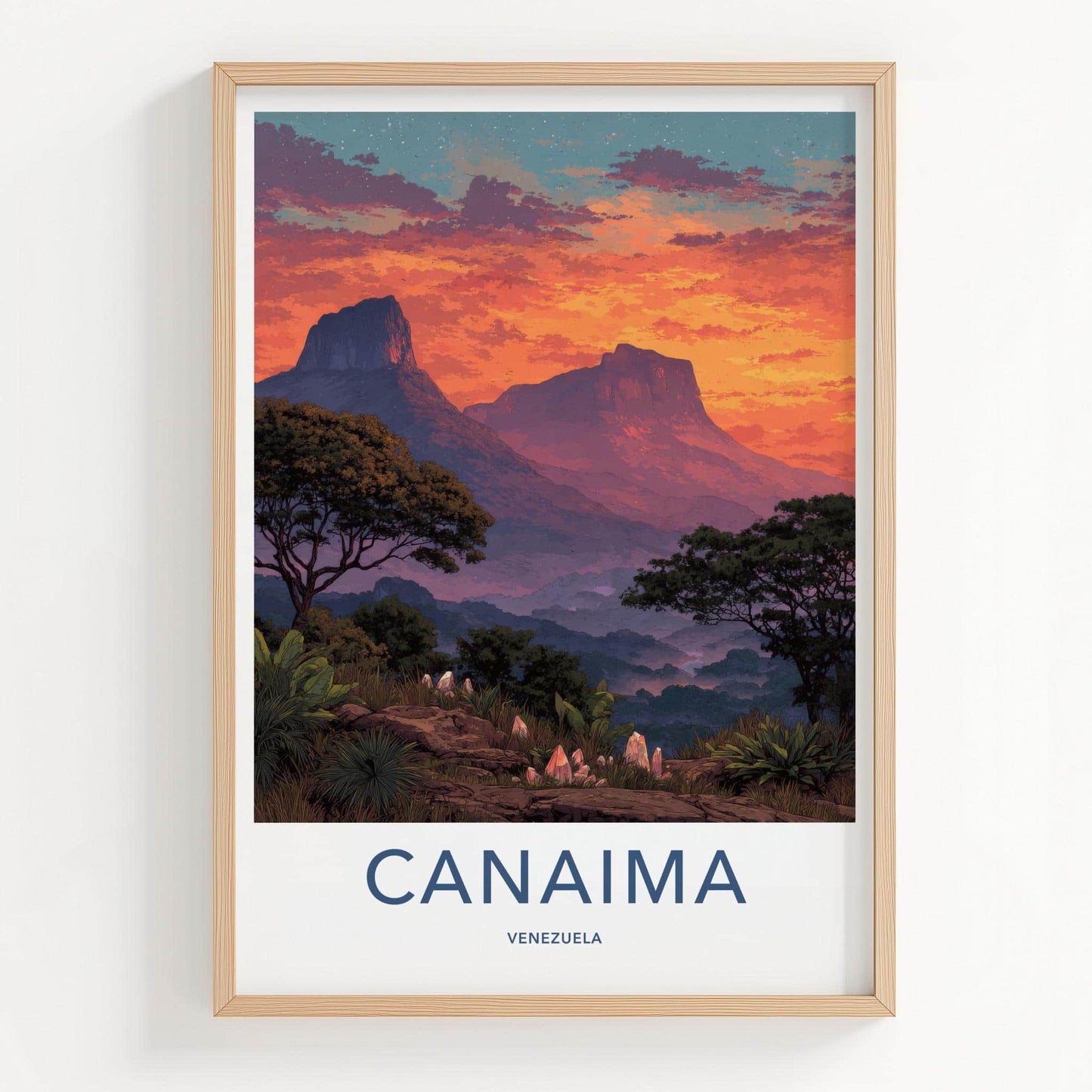 Canaima Poster - Venezuela Travel Art - Vibrant Tepui Sunset Wall Decor