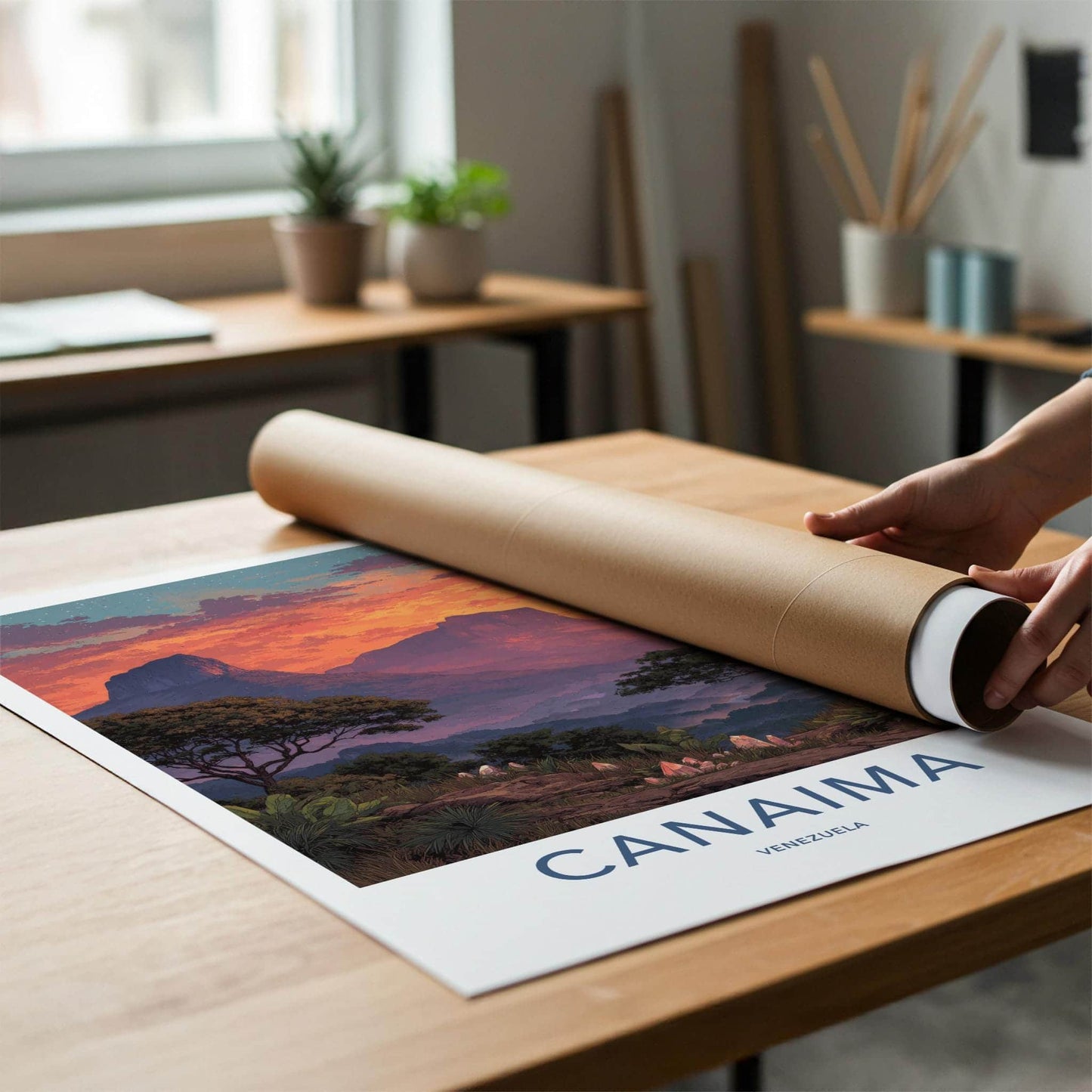 Canaima Poster - Venezuela Travel Art - Vibrant Tepui Sunset Wall Decor