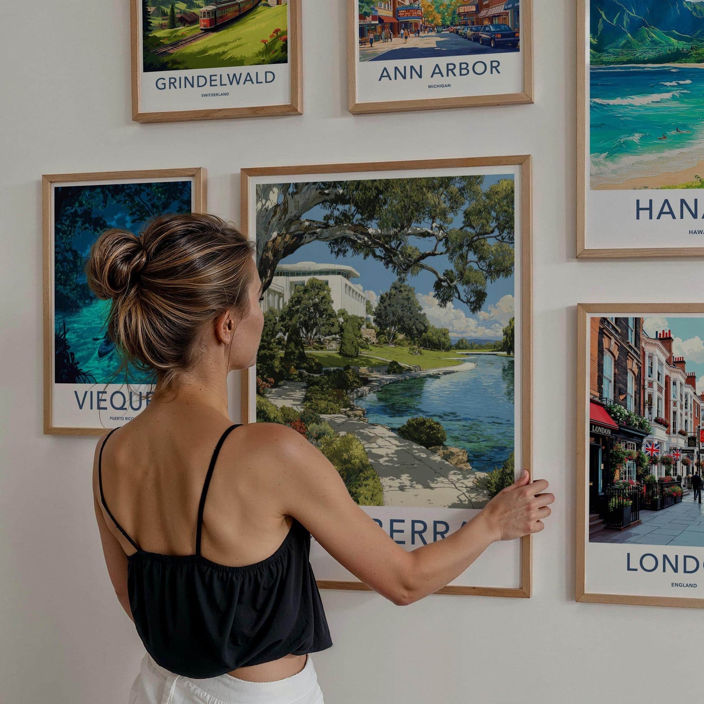 Canberra Poster - Australia Travel Art - Modern Lakeside Gardens Wall Decor