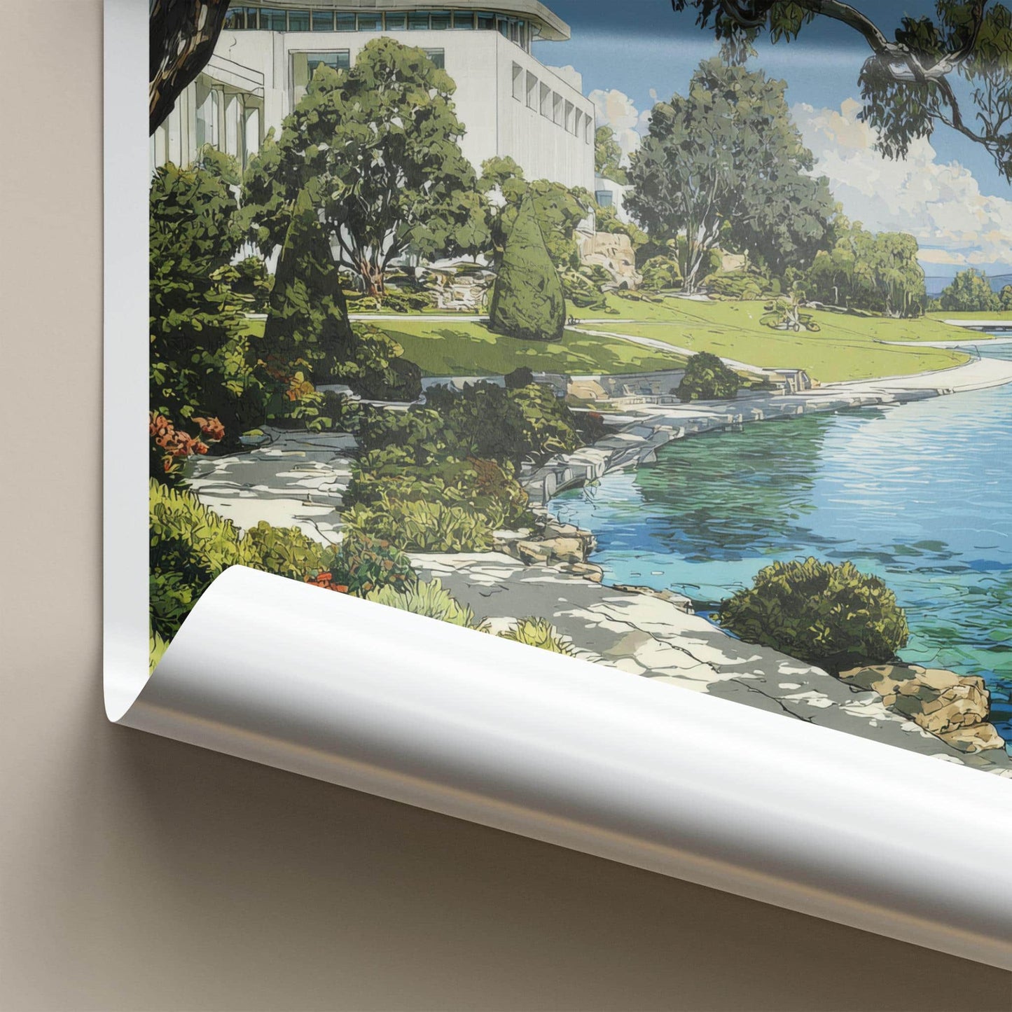 Canberra Poster - Australia Travel Art - Modern Lakeside Gardens Wall Decor